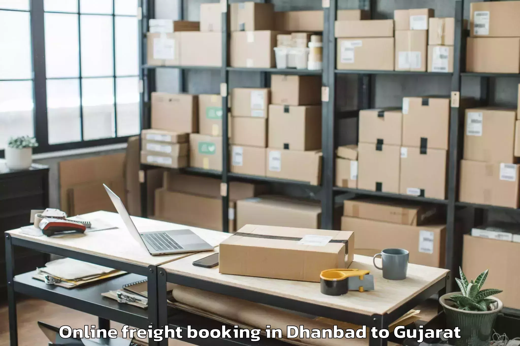 Expert Dhanbad to Khambhalia Online Freight Booking